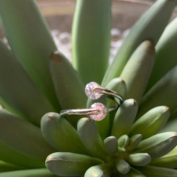 Unique modern stainless steel bypass CZ ring - Picture 1 of 4